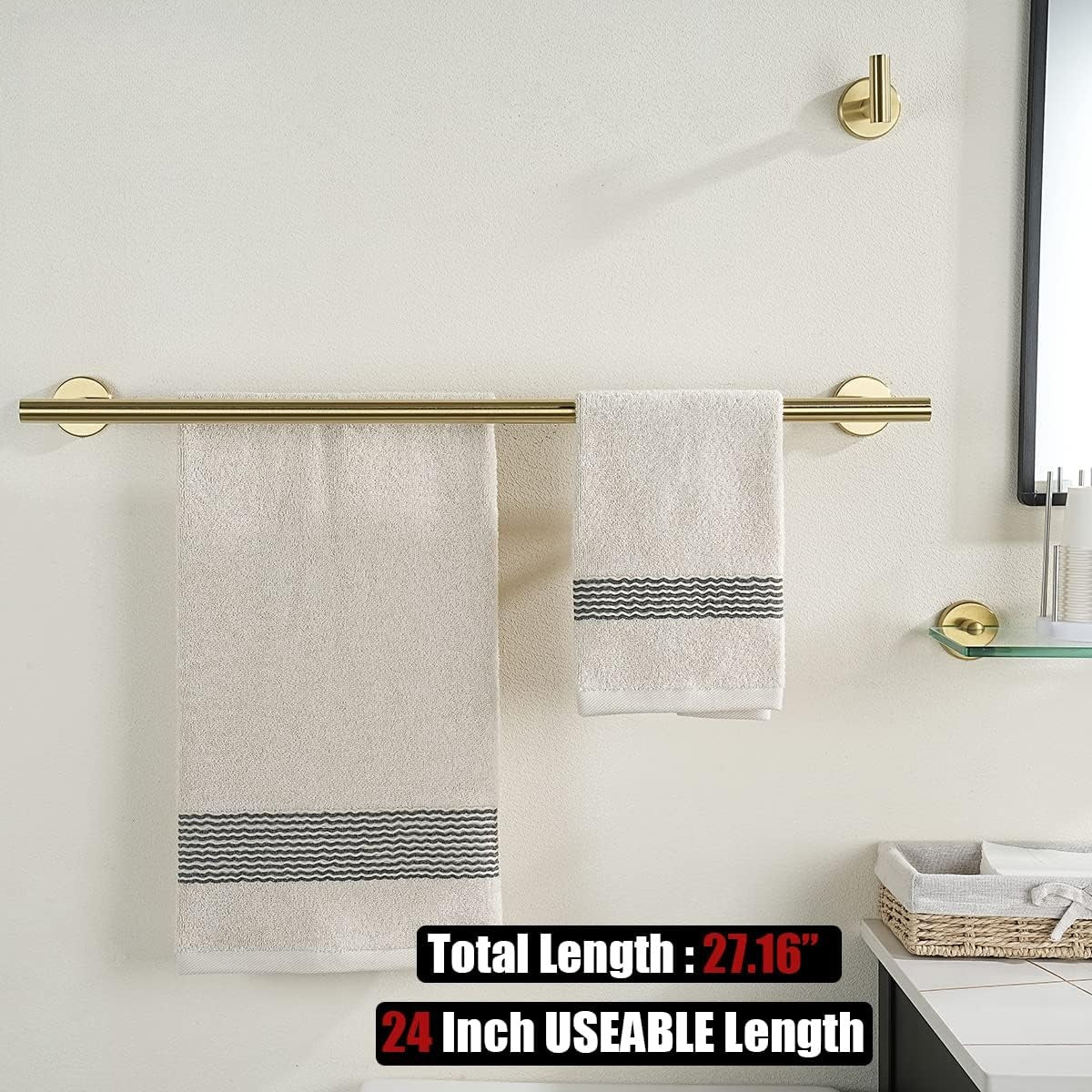 Gold Stainless Steel Wall‑Mounted Double Towel Bar