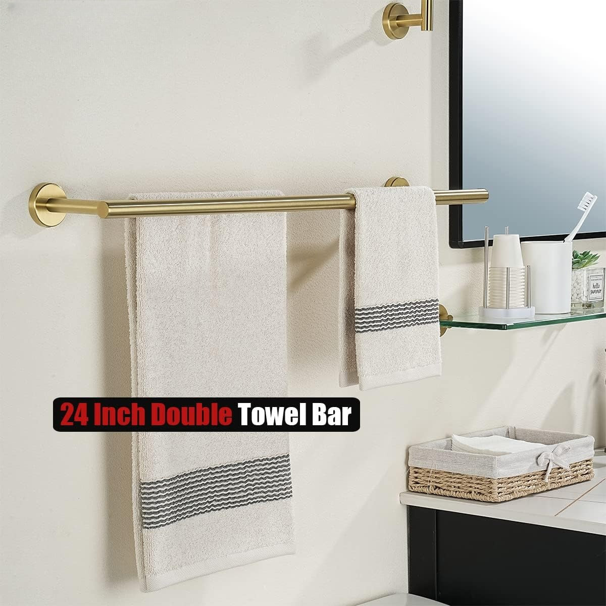 Gold Stainless Steel Wall‑Mounted Double Towel Bar