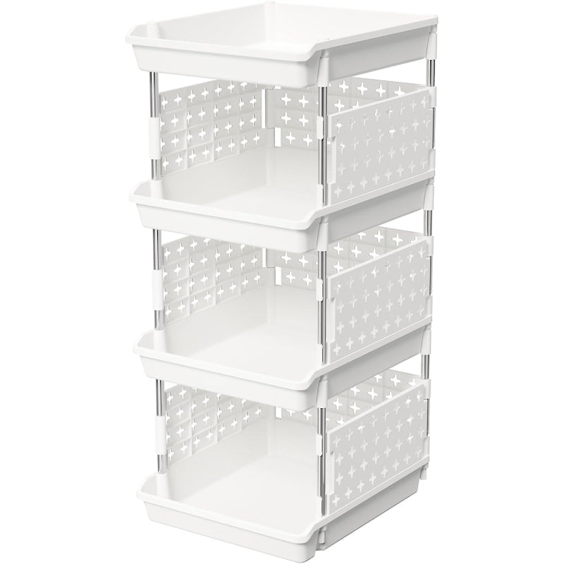 White Stackable Plastic Pantry Storage Bins