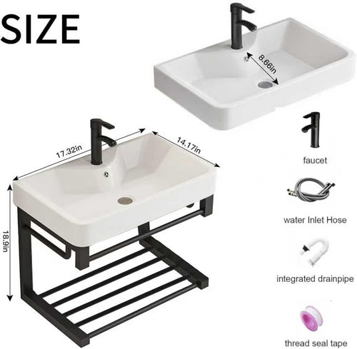 Black Floating Vanity With Ceramic Basin Shelf