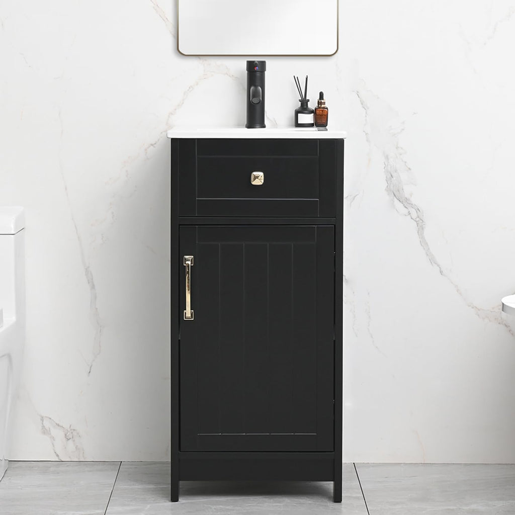 Black Freestanding Small‑Space Bathroom Vanity