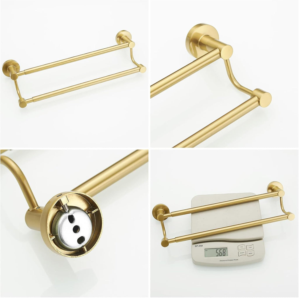 Brushed Gold Stainless Steel Double Towel Bar