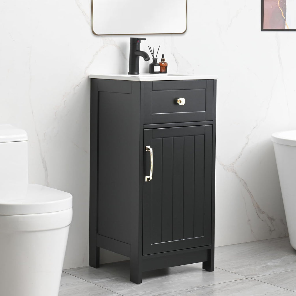 Black Freestanding Small‑Space Bathroom Vanity