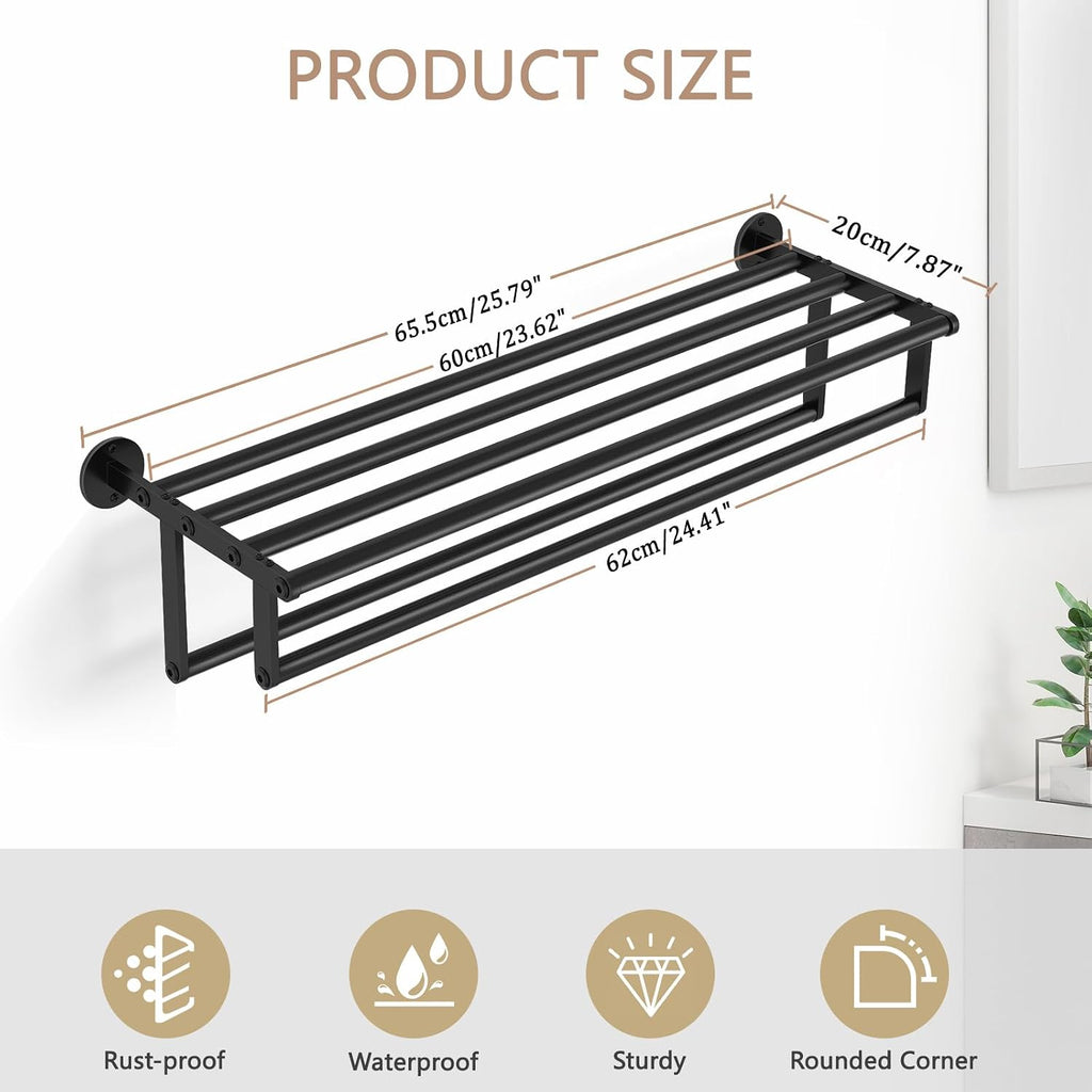 Black Stainless Steel Wall‑Mounted Towel Rack