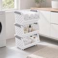 White Stackable Plastic Storage Organizer Bins