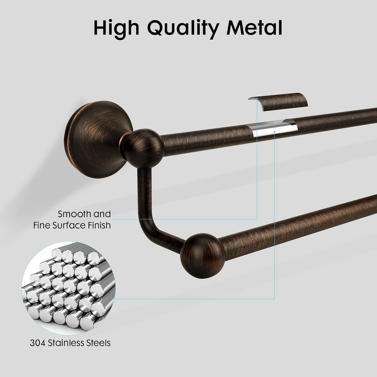 Bronze Wall‑Mounted Double Bathroom Towel Bar