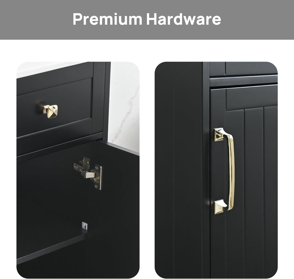 Black Freestanding Small‑Space Bathroom Vanity