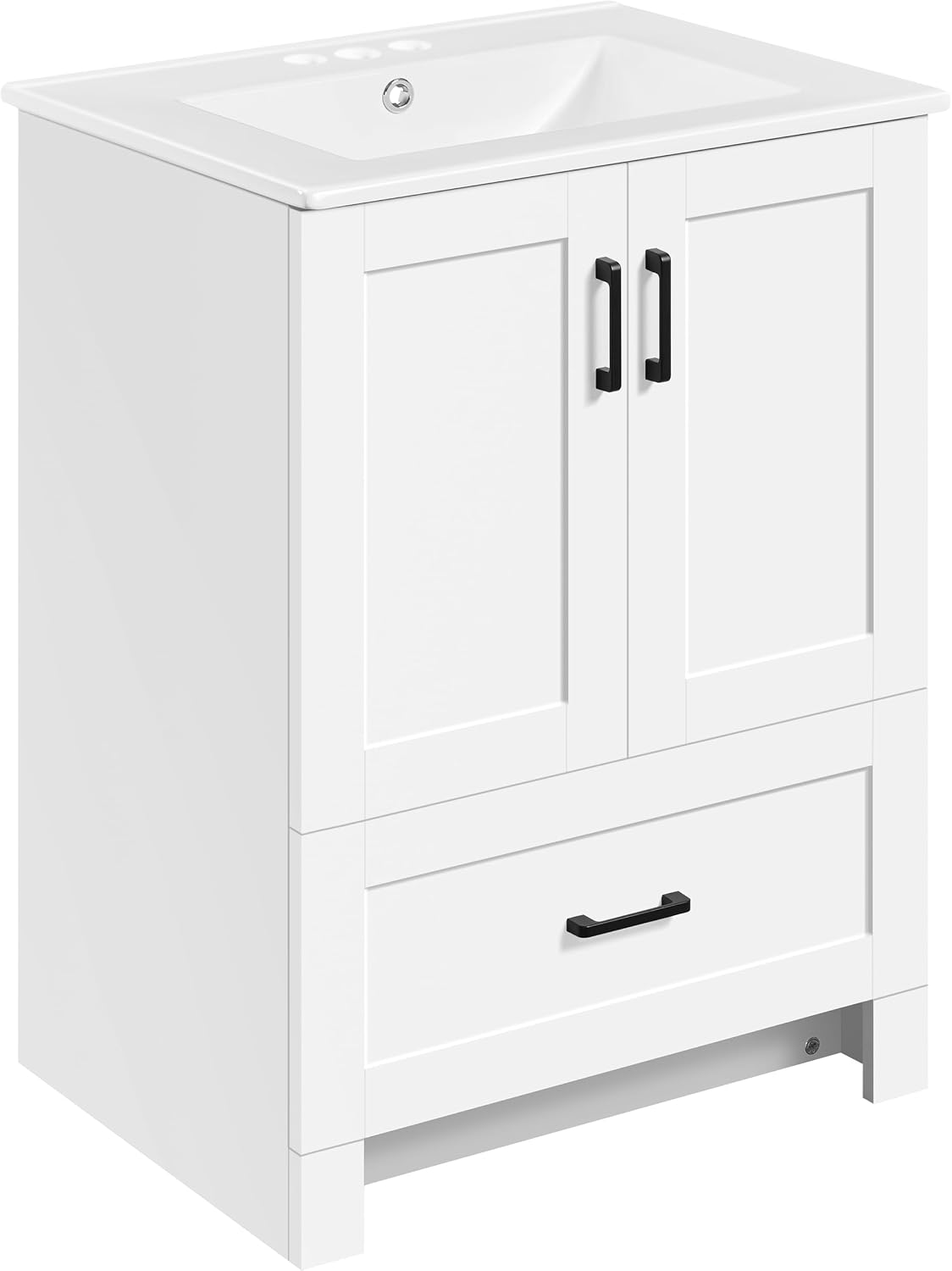 White Freestanding Vanity With Ceramic Sink Cabinet