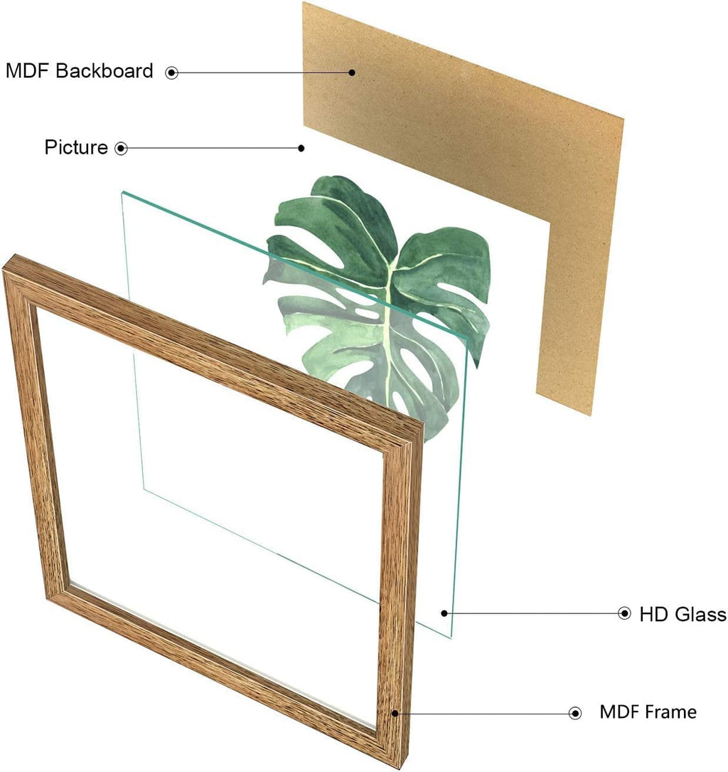 Walnut‑Framed Sage Botanical Wall Art Set