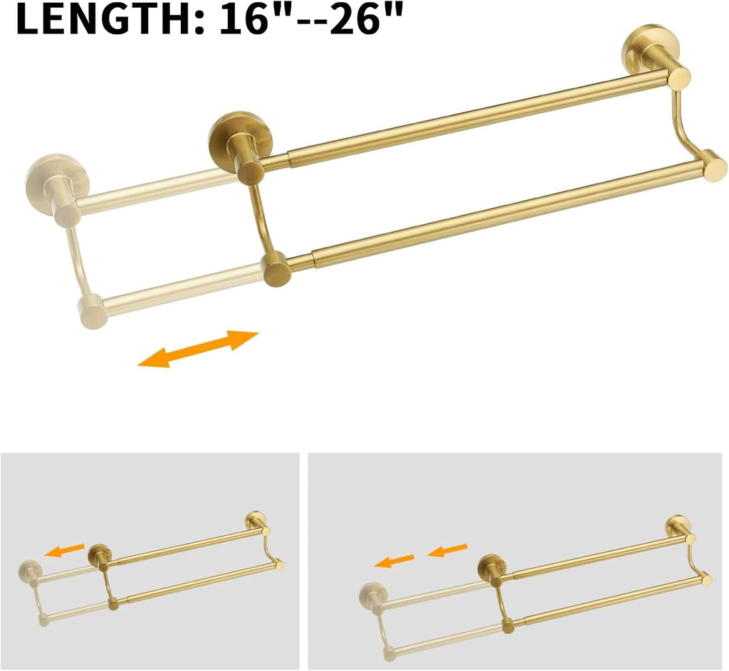 Brushed Gold Stainless Steel Double Towel Bar