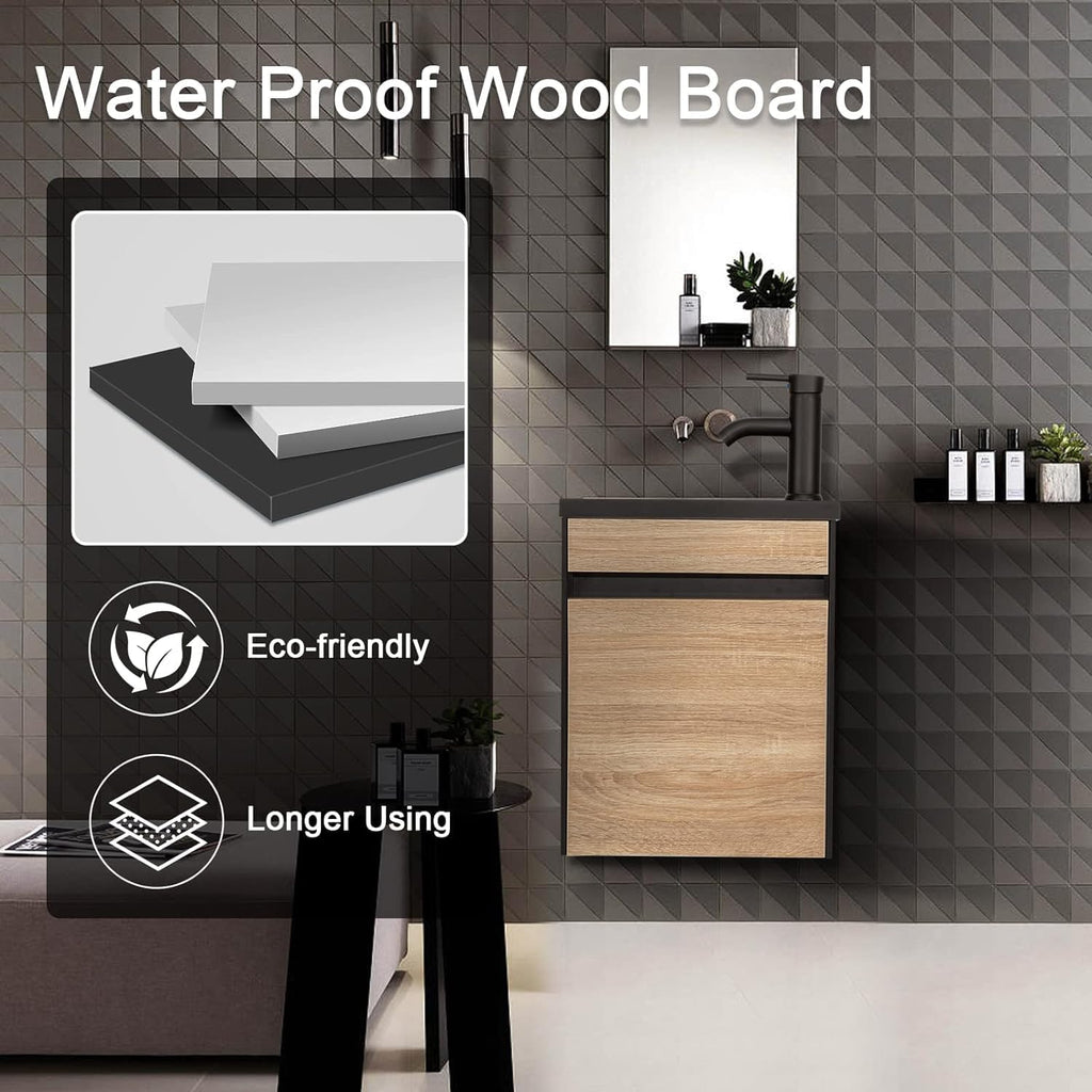 Wall‑Mounted Small Vanity With Ceramic Sink