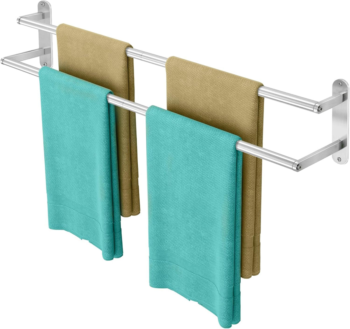 Brushed Nickel Wall‑Mounted Double Towel Bar