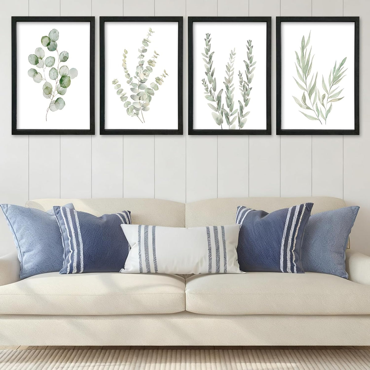 Black‑Framed Eucalyptus Botanical Wall Art Set