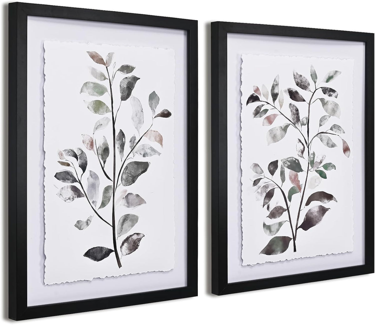Framed Floral Botanical Leaf Wall Art Set