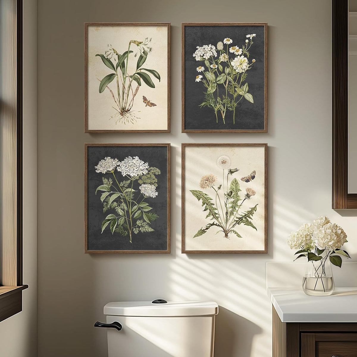 Farmhouse Vintage Floral Botanical Wall Art Set