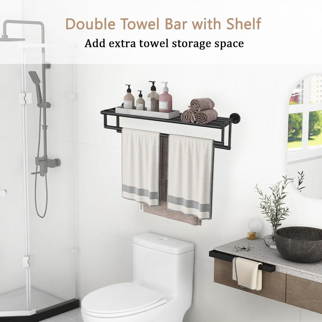 Black Stainless Steel Wall‑Mounted Towel Rack