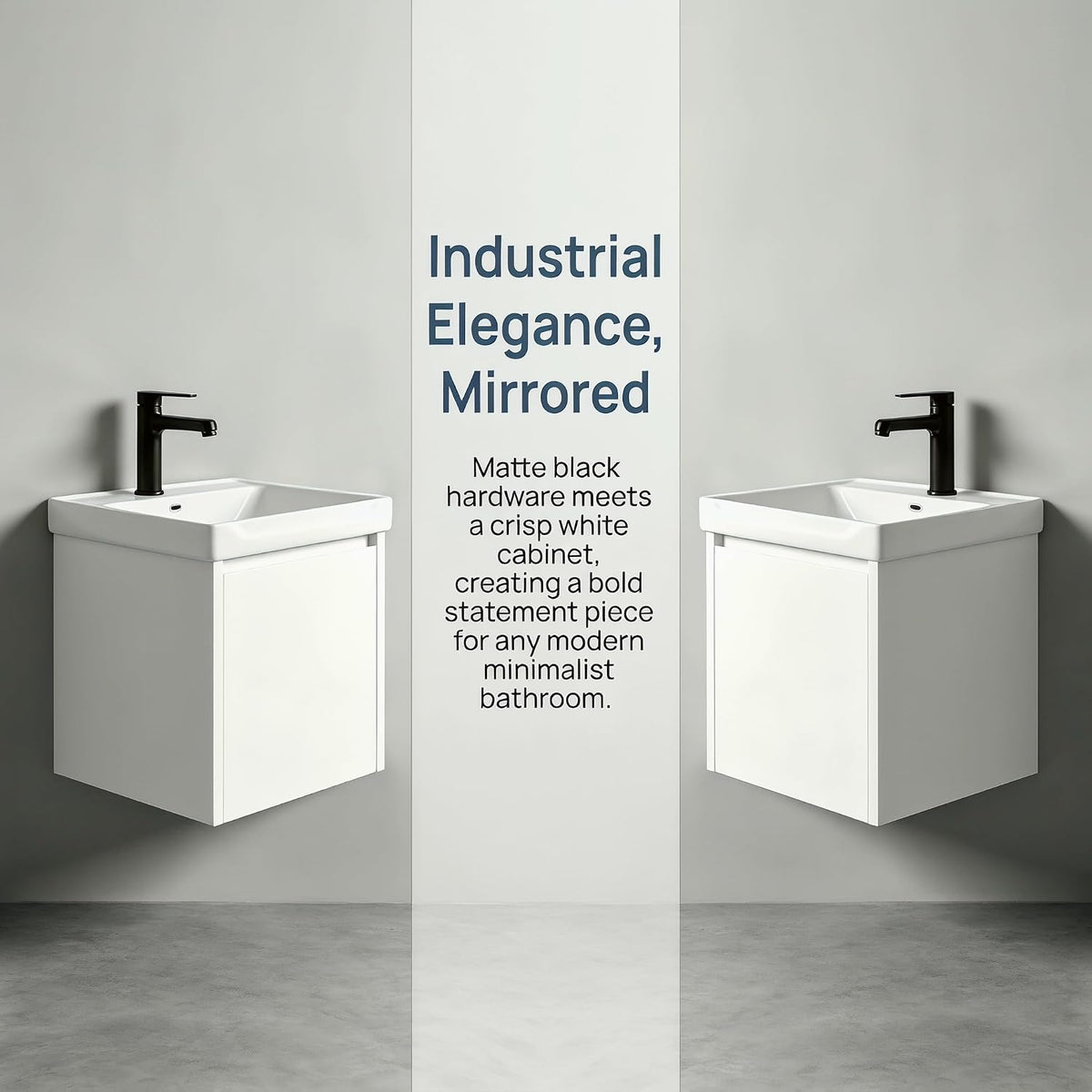 White Floating Vanity With Ceramic Sink Cabinet