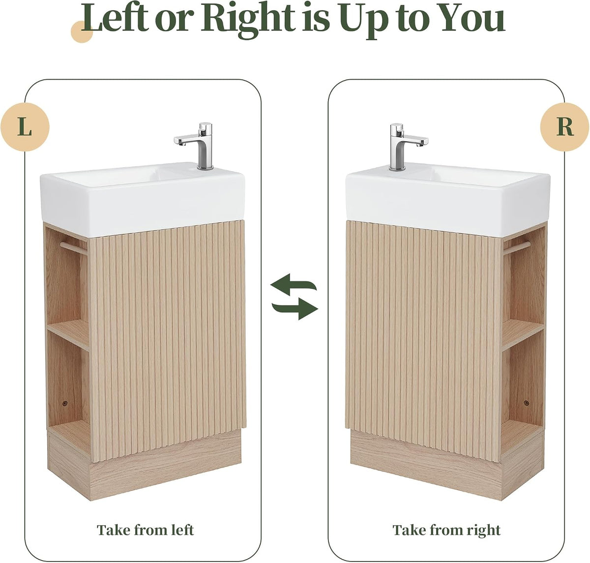 Natural Freestanding Vanity With Ceramic Sink Cabinet