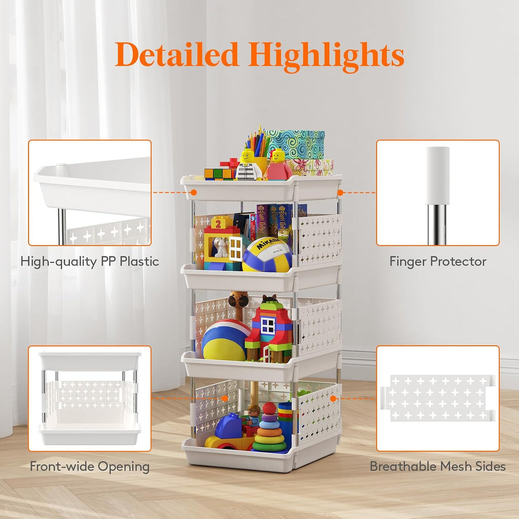 White Stackable Plastic Pantry Storage Bins