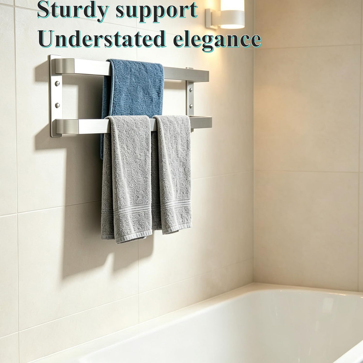 Brushed Nickel Stainless Steel Double Towel Bar