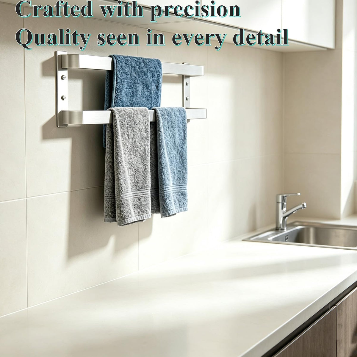 Brushed Nickel Stainless Steel Double Towel Bar