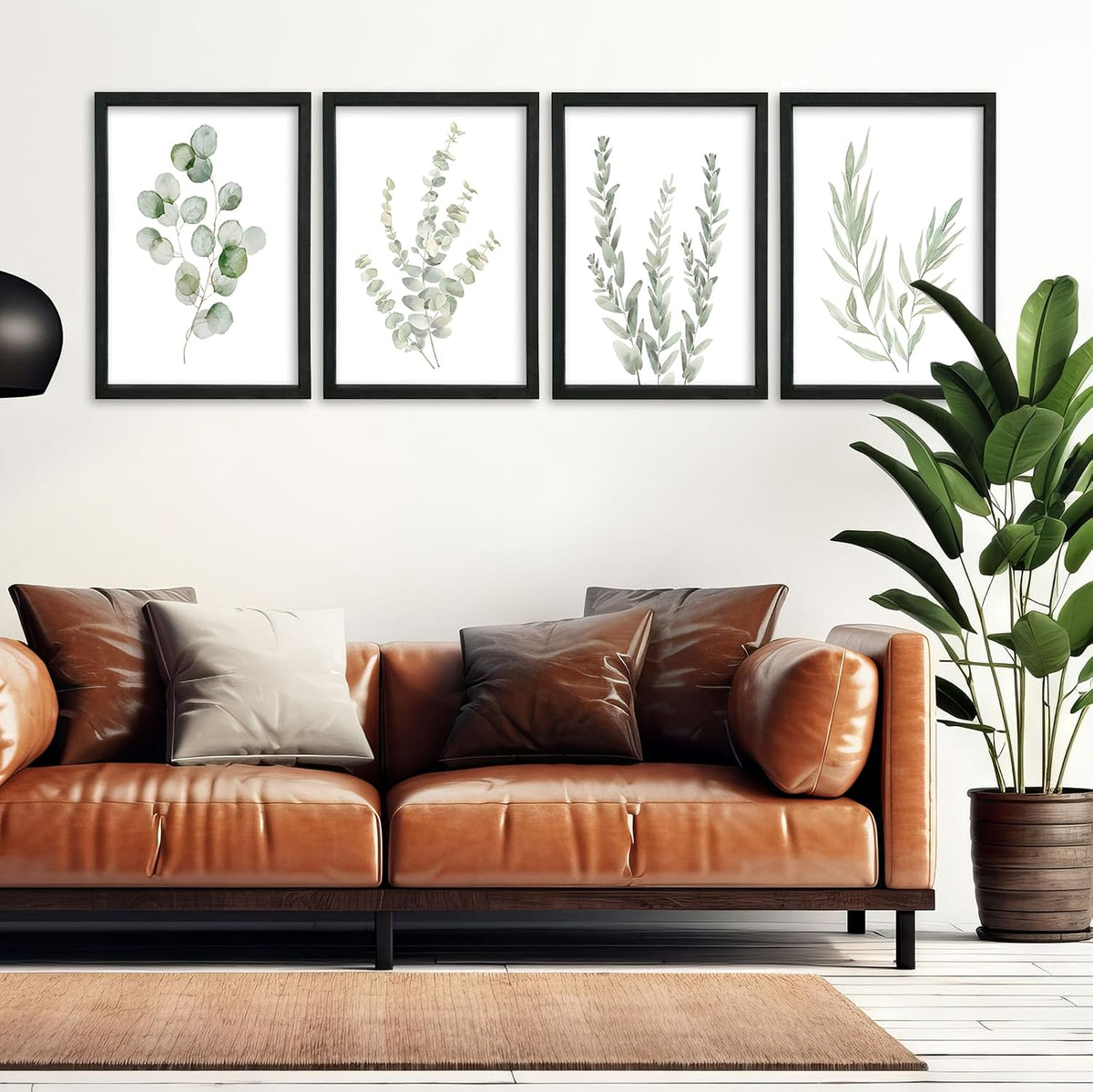 Black‑Framed Eucalyptus Botanical Wall Art Set