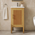 Fluted Wood Bathroom Vanity With Ceramic Sink
