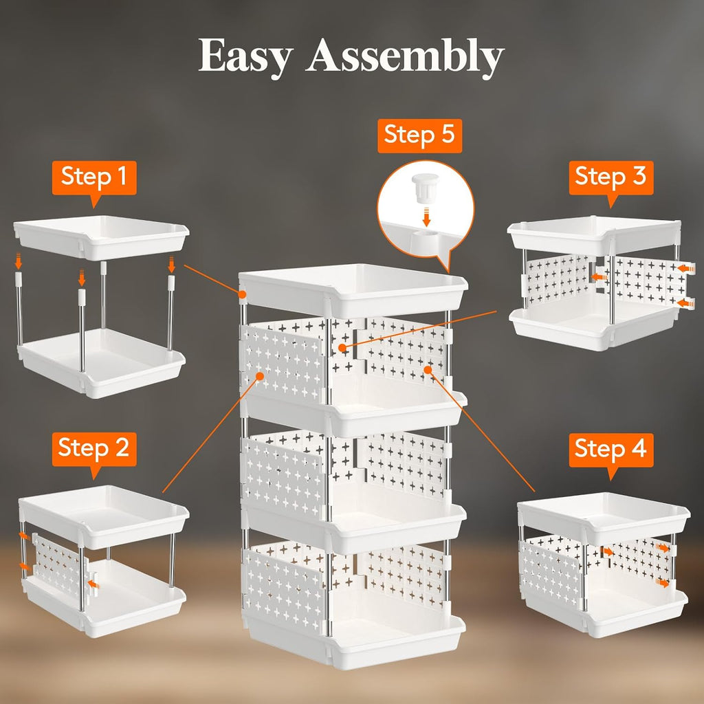 White Stackable Plastic Pantry Storage Bins