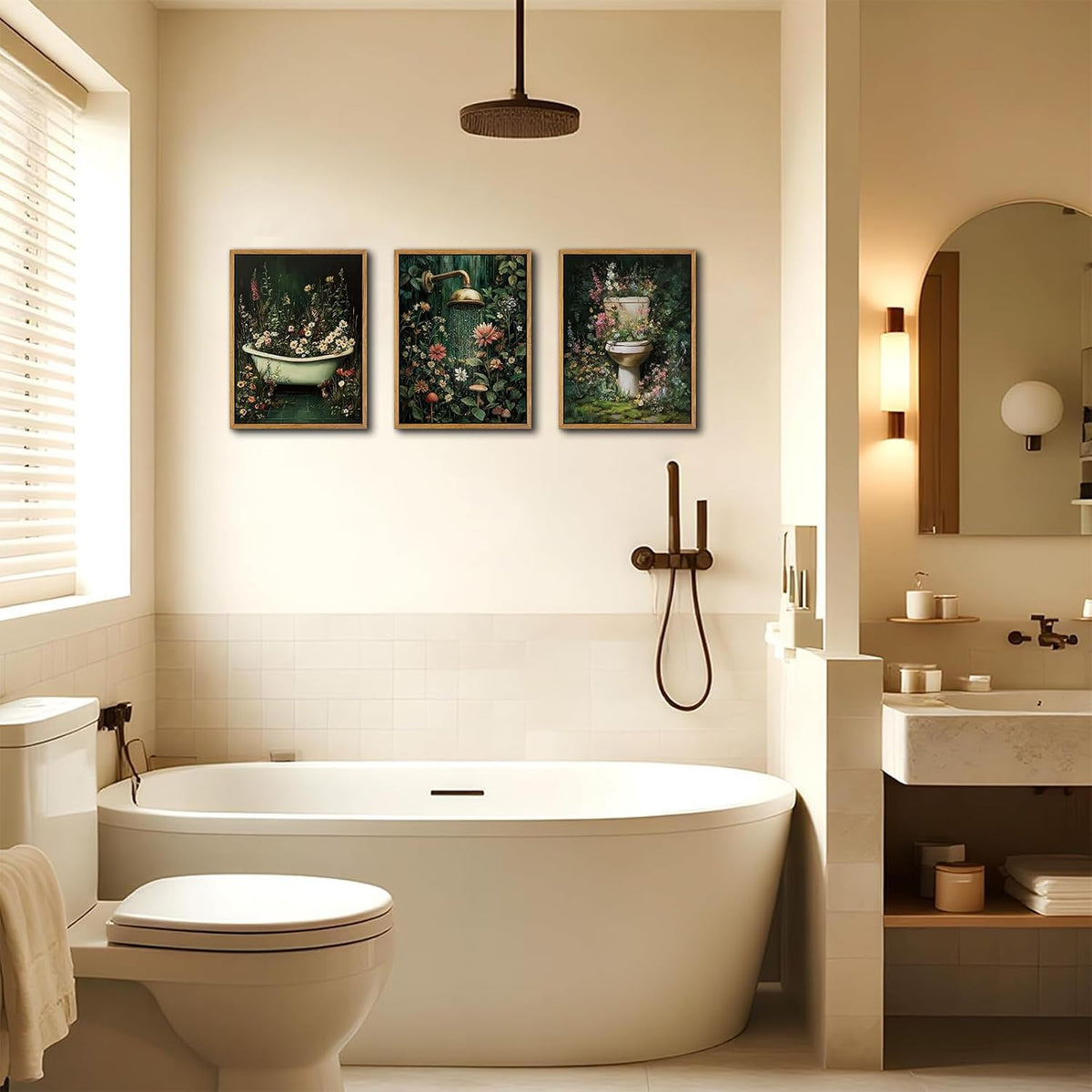 Framed Vintage Wildflower Canvas Wall Art Set