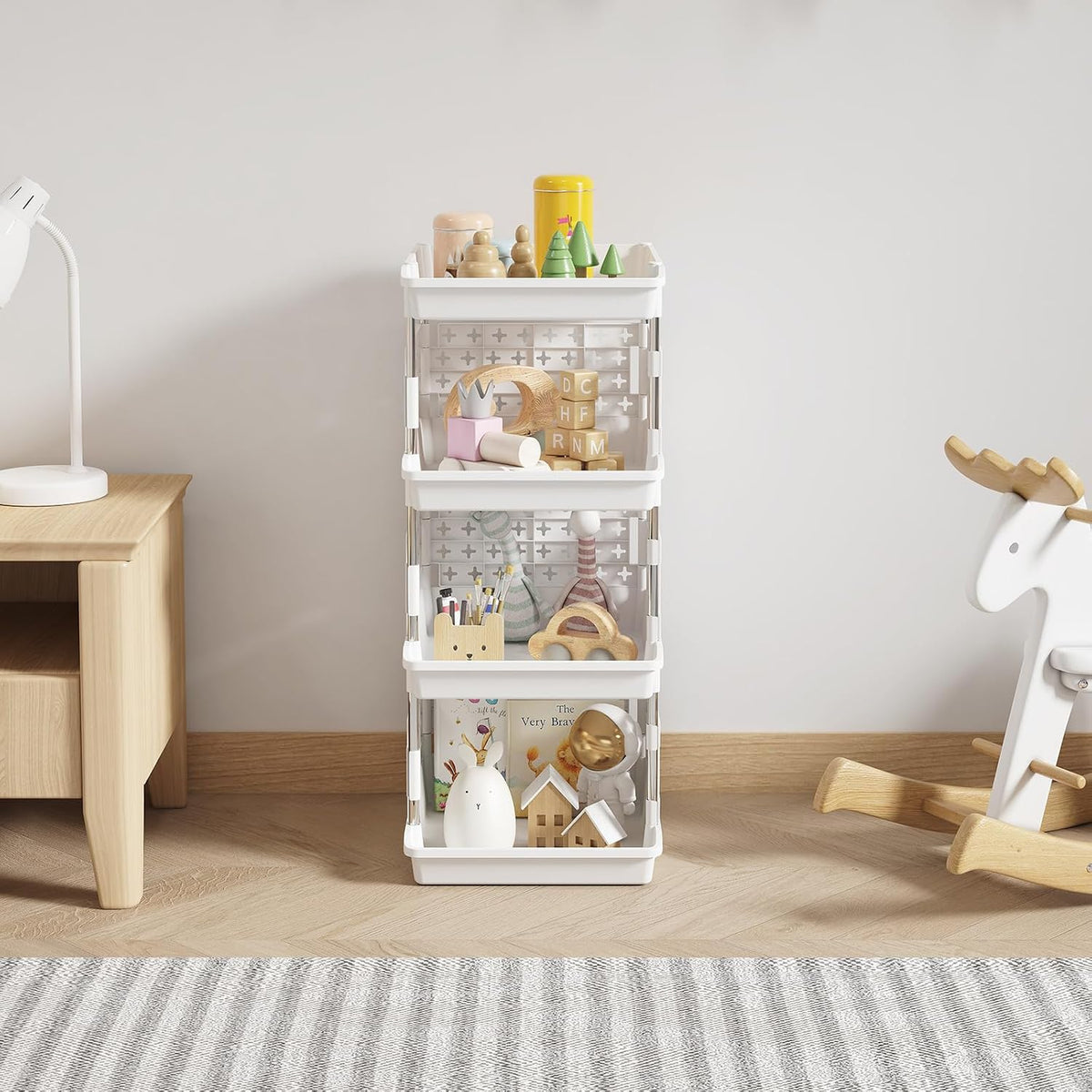 White Stackable Plastic Pantry Storage Bins