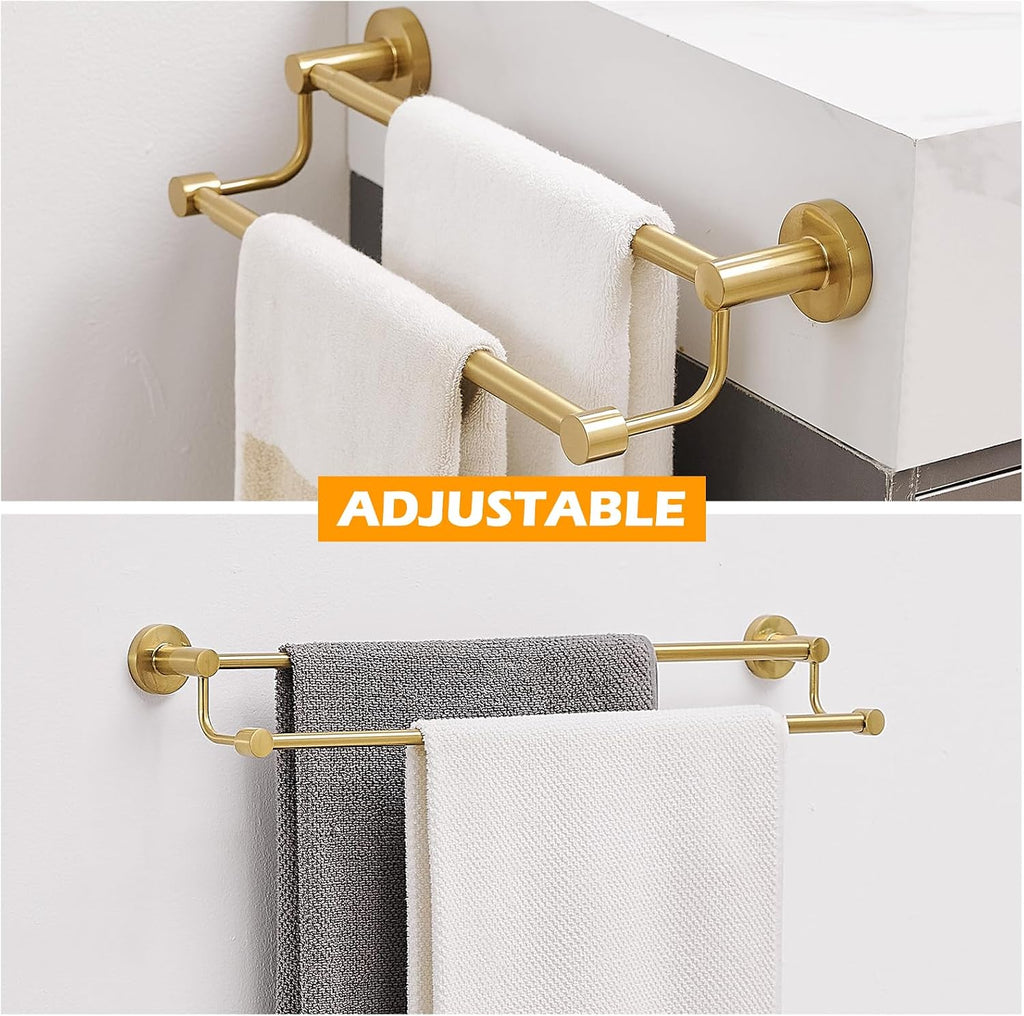 Brushed Gold Stainless Steel Double Towel Bar