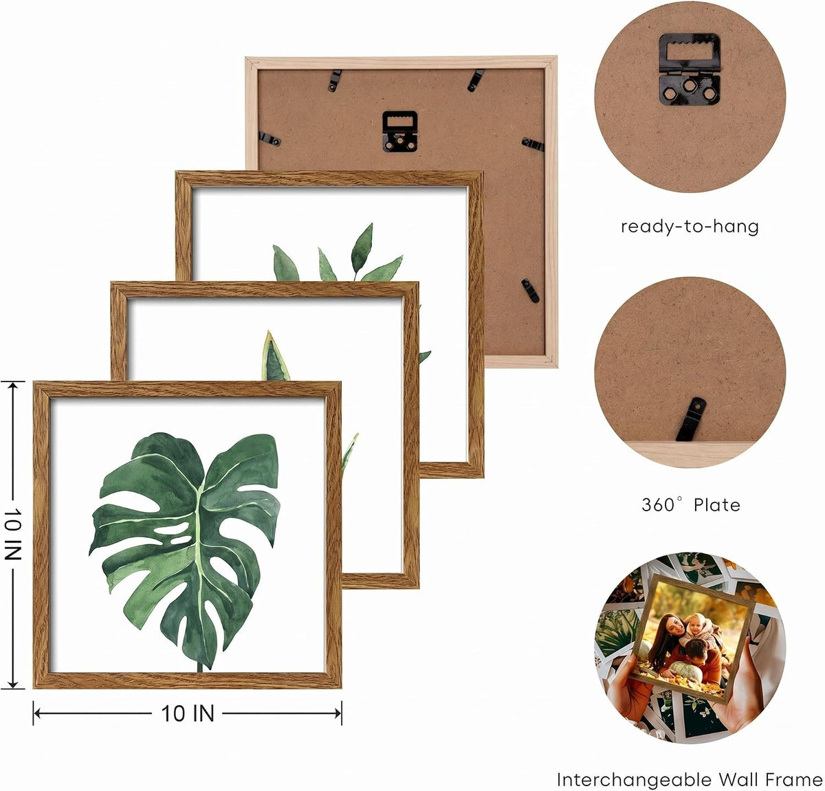 Walnut‑Framed Sage Botanical Wall Art Set