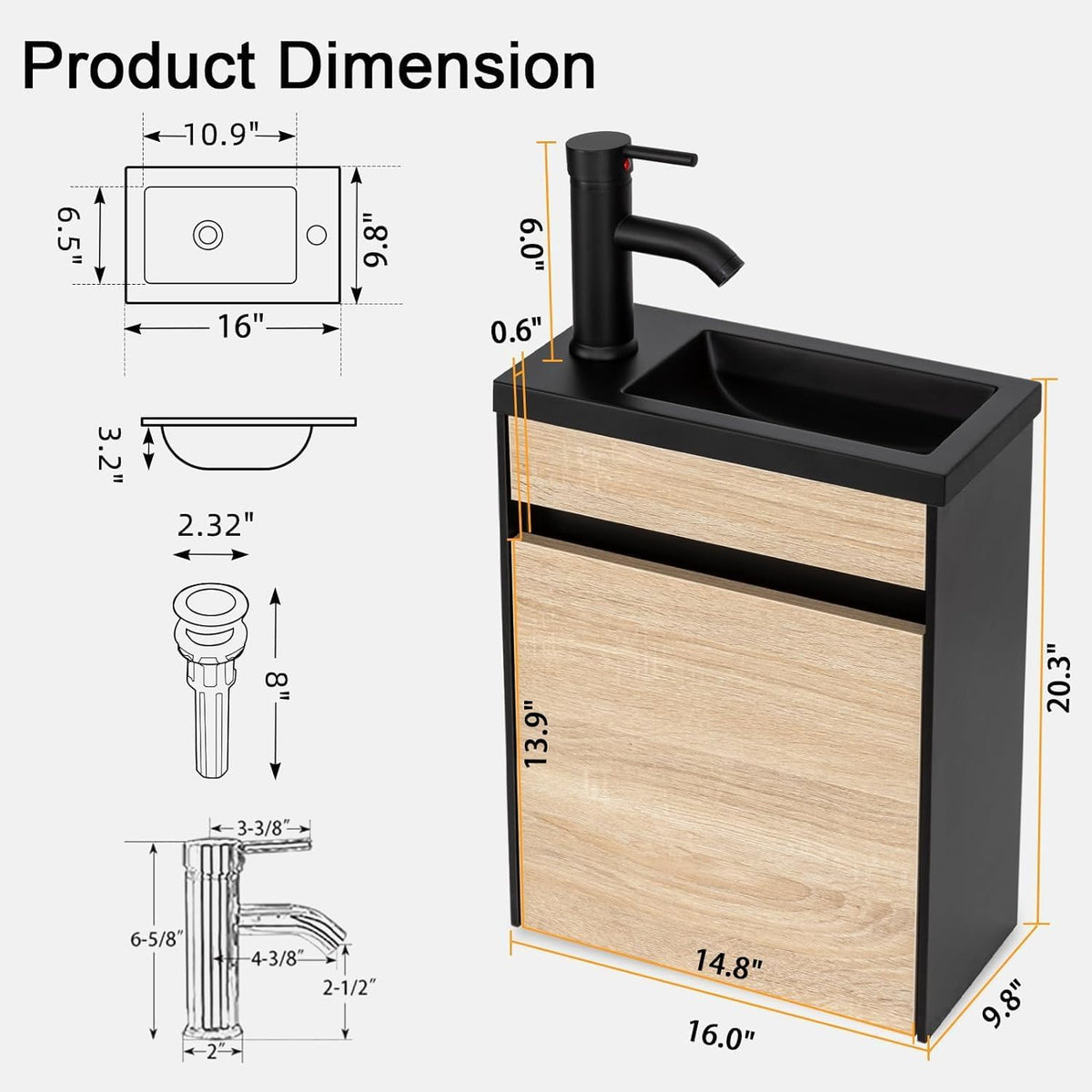 Wall‑Mounted Small Vanity With Ceramic Sink