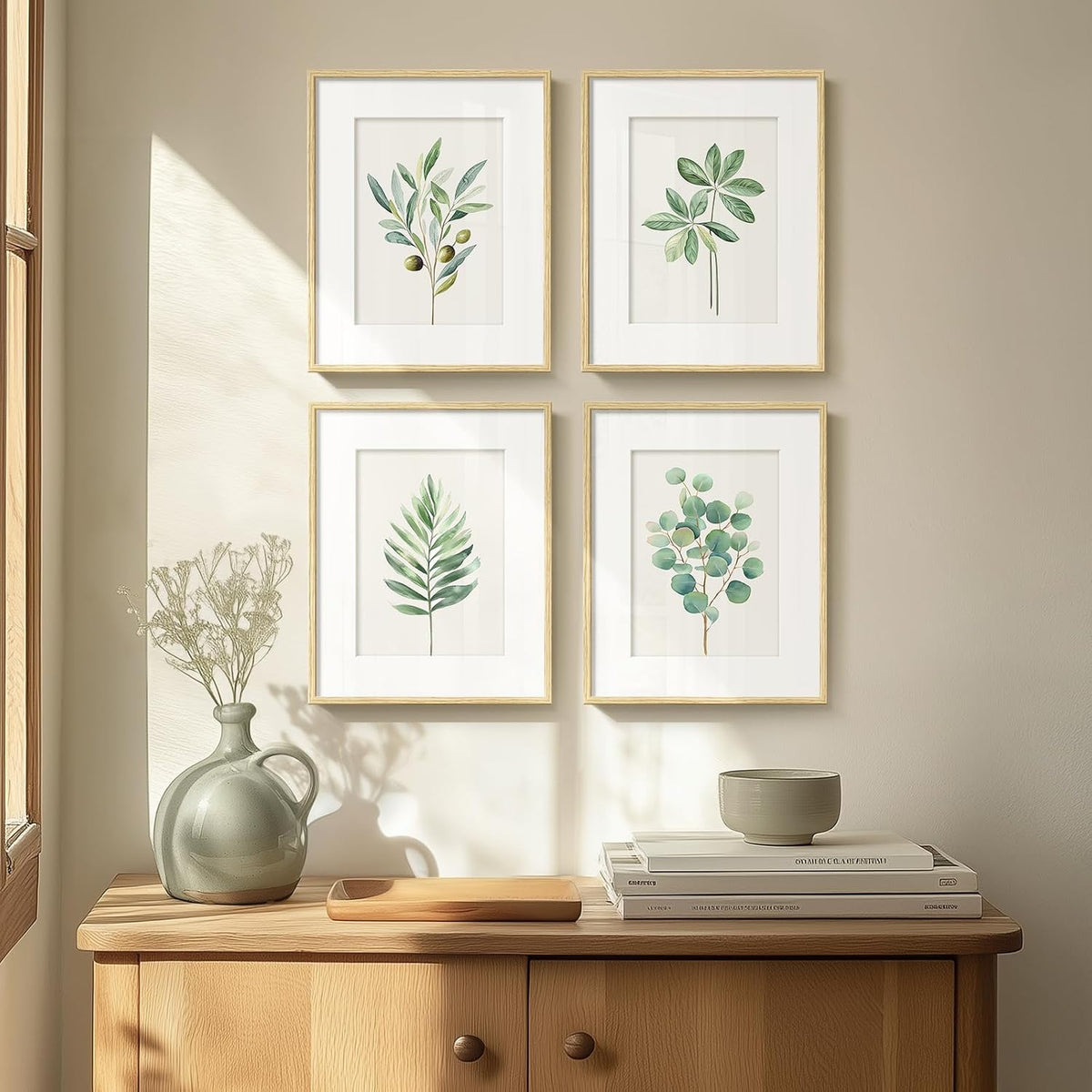 Farmhouse Botanical Leaf Wall Art Prints