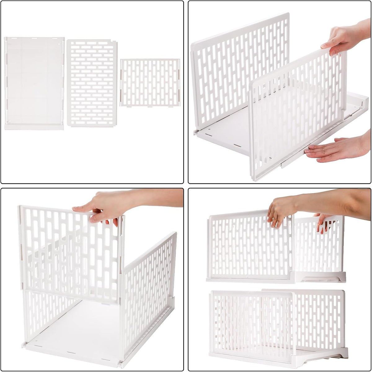 Foldable Stackable Plastic Closet Storage Baskets