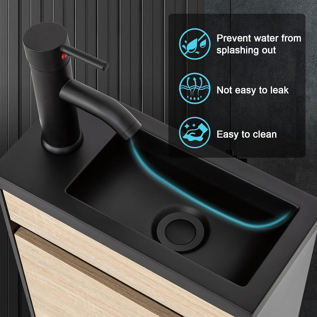 Wall‑Mounted Small Vanity With Ceramic Sink