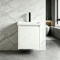 White Floating Vanity With Ceramic Sink Cabinet