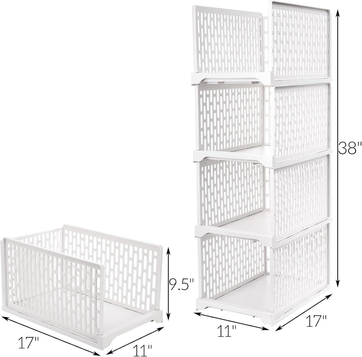 Foldable Stackable Plastic Closet Storage Baskets