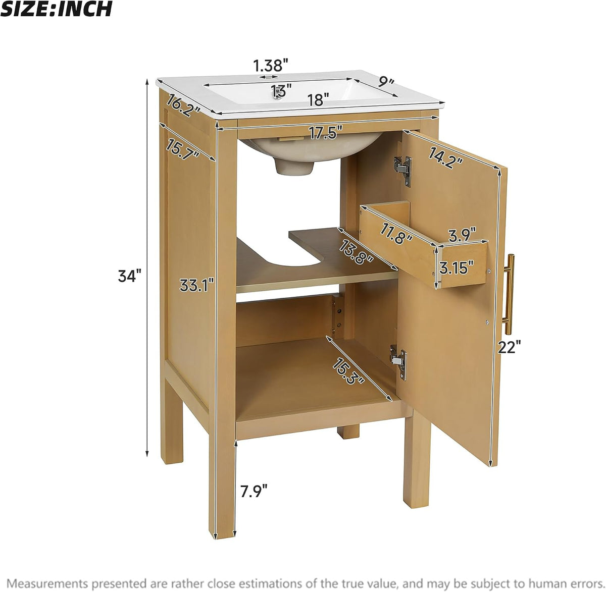 Fluted Wood Bathroom Vanity With Ceramic Sink