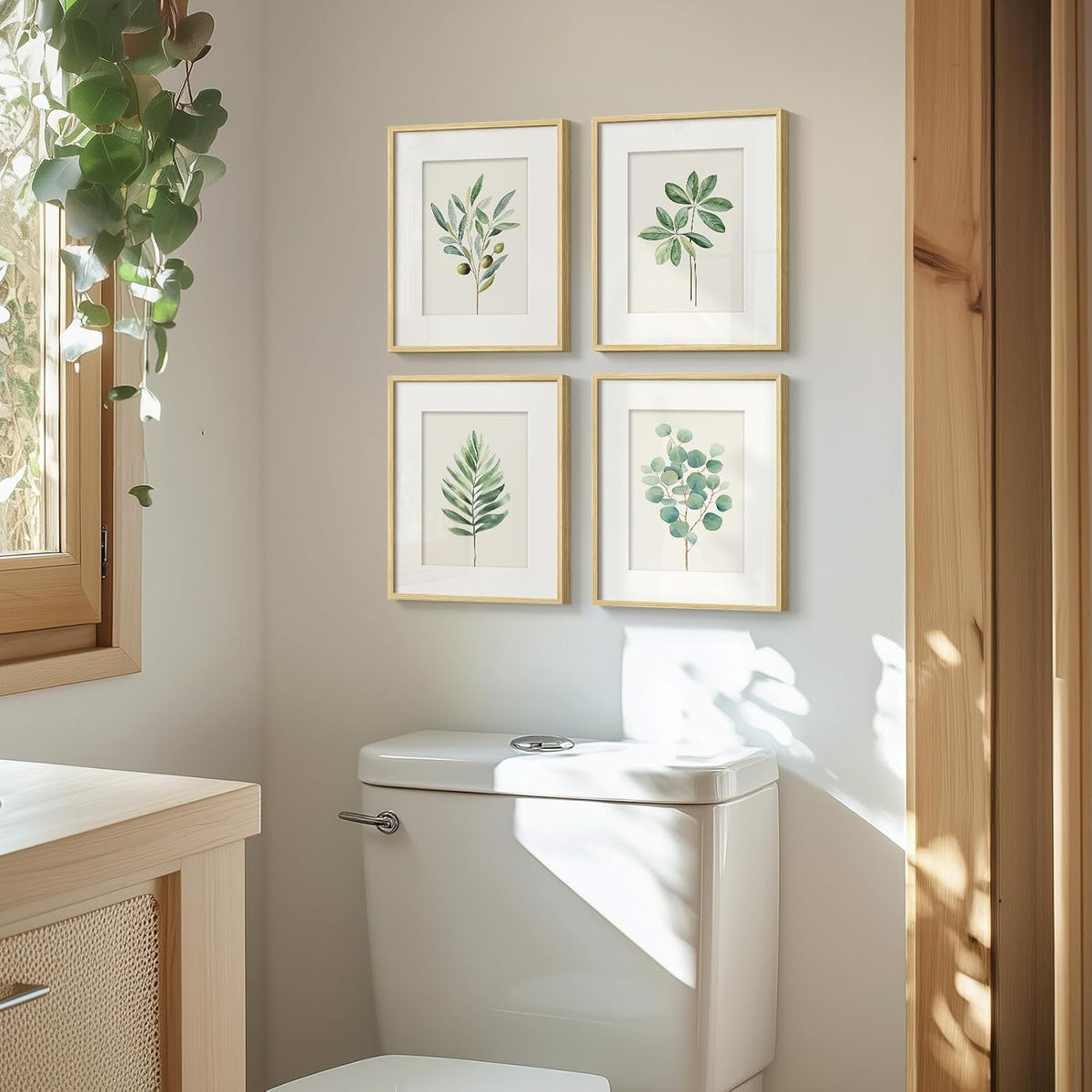 Farmhouse Botanical Leaf Wall Art Prints