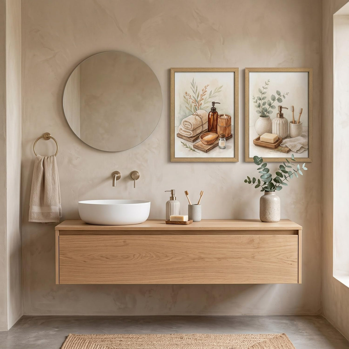 Rustic Framed Botanical Canvas Wall Art Set