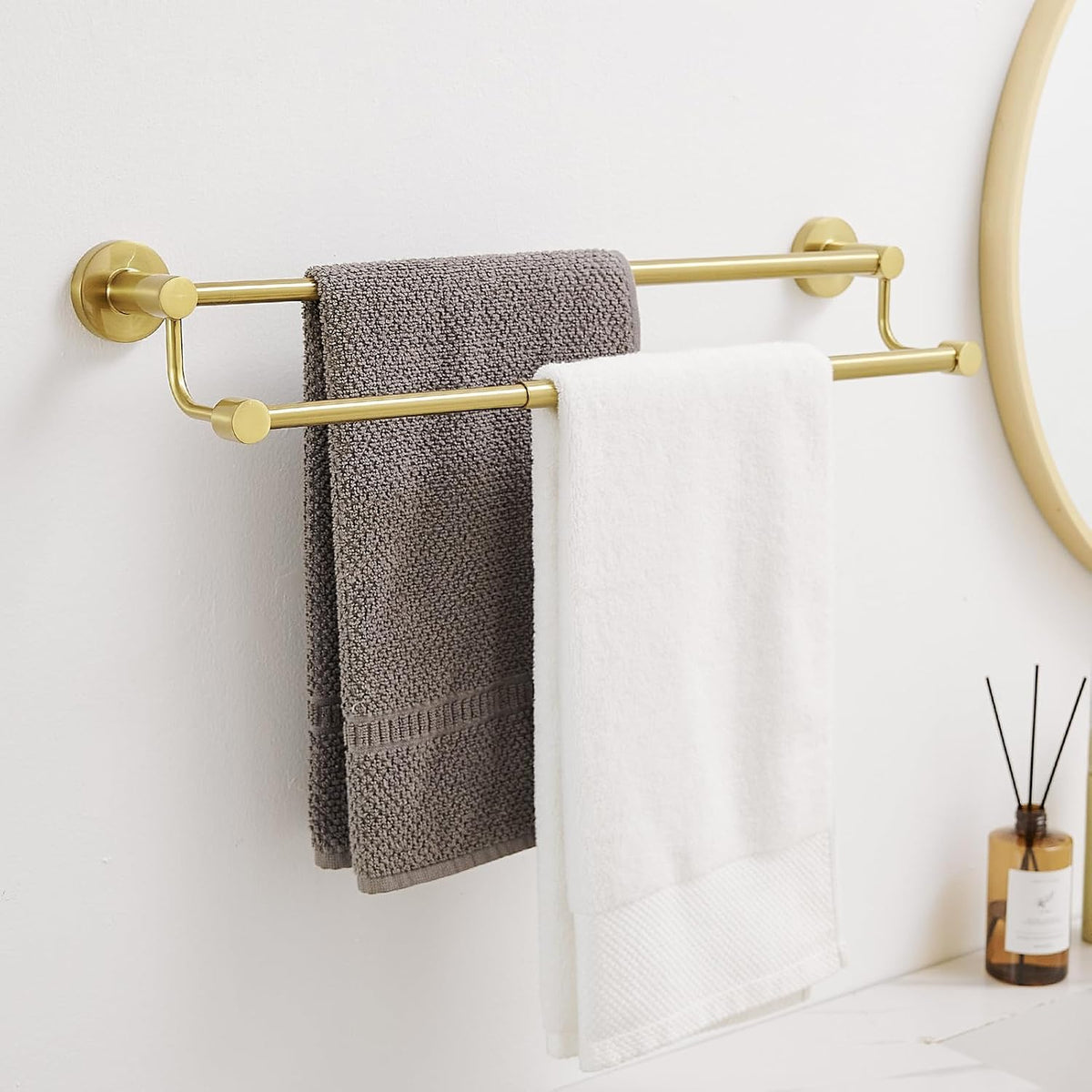 Brushed Gold Stainless Steel Double Towel Bar