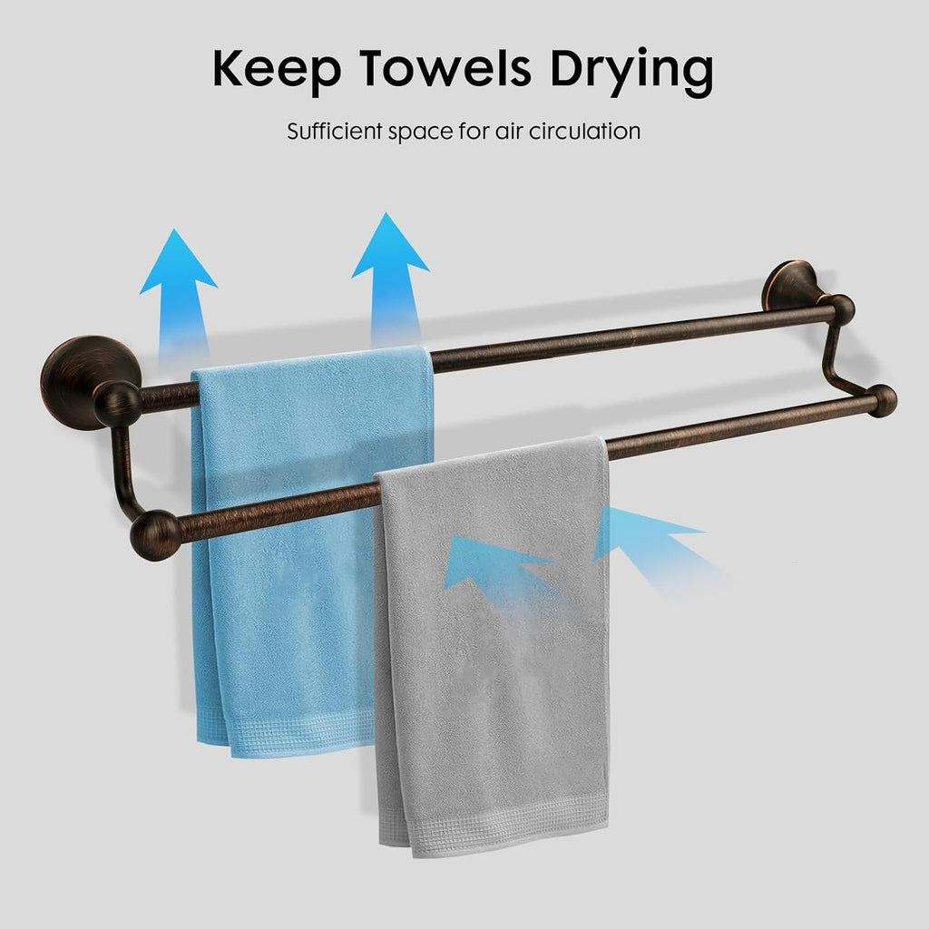 Bronze Wall‑Mounted Double Bathroom Towel Bar
