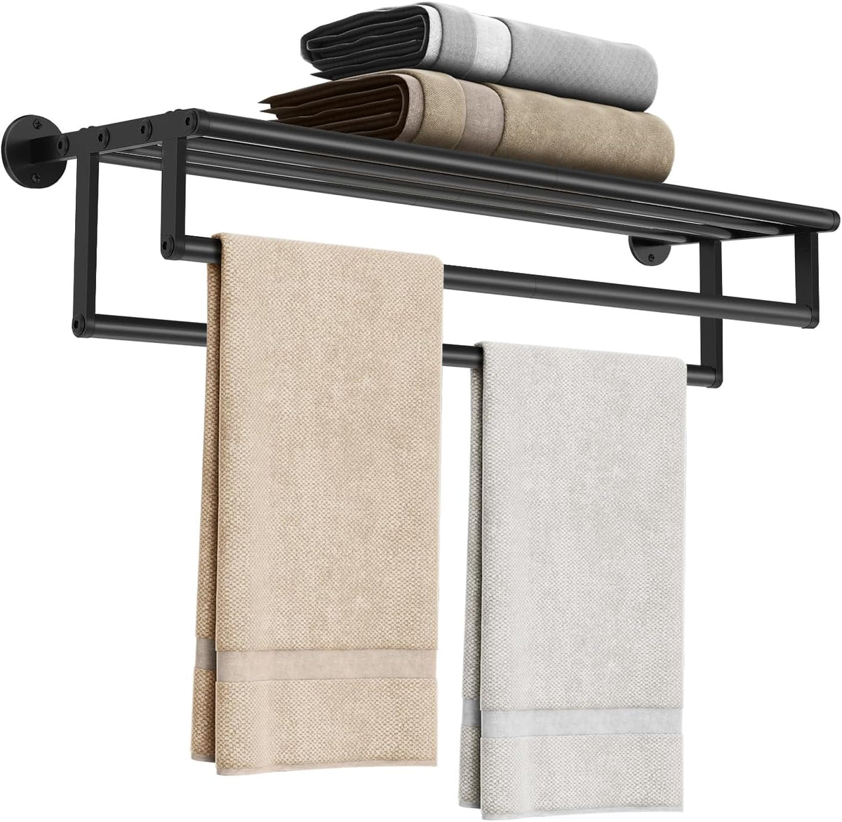 Black Stainless Steel Wall‑Mounted Towel Rack