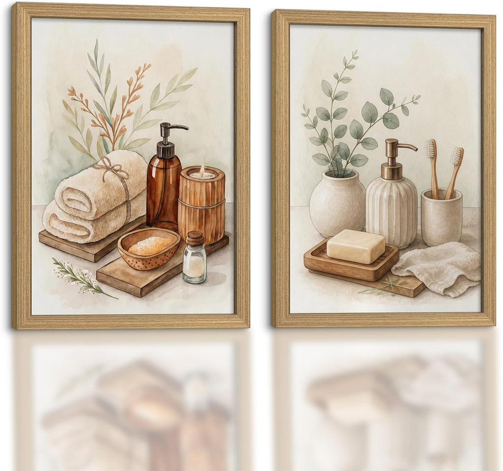 Rustic Framed Botanical Canvas Wall Art Set