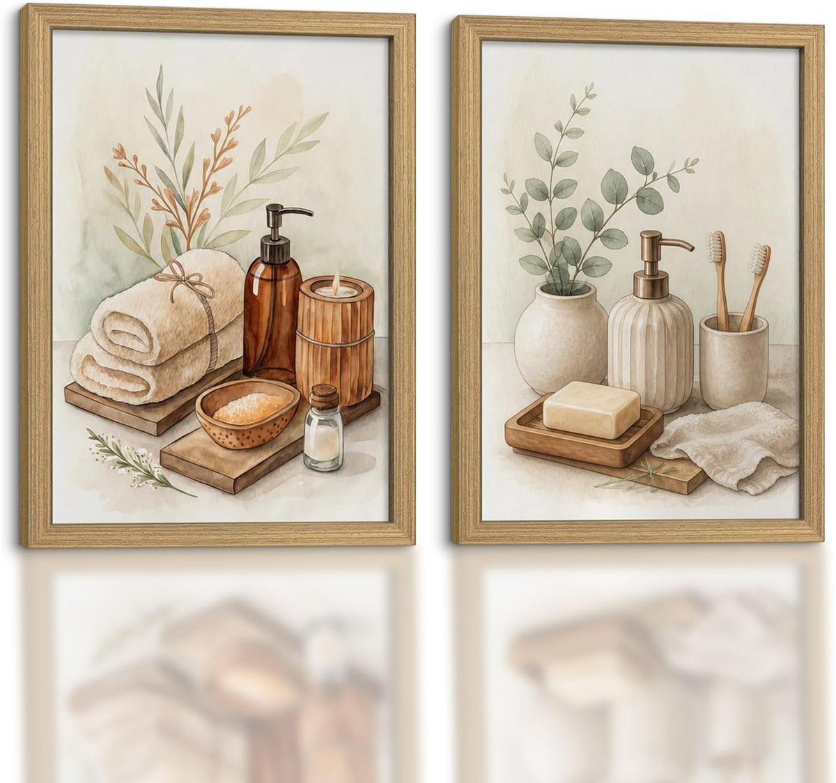 Rustic Framed Botanical Canvas Wall Art Set