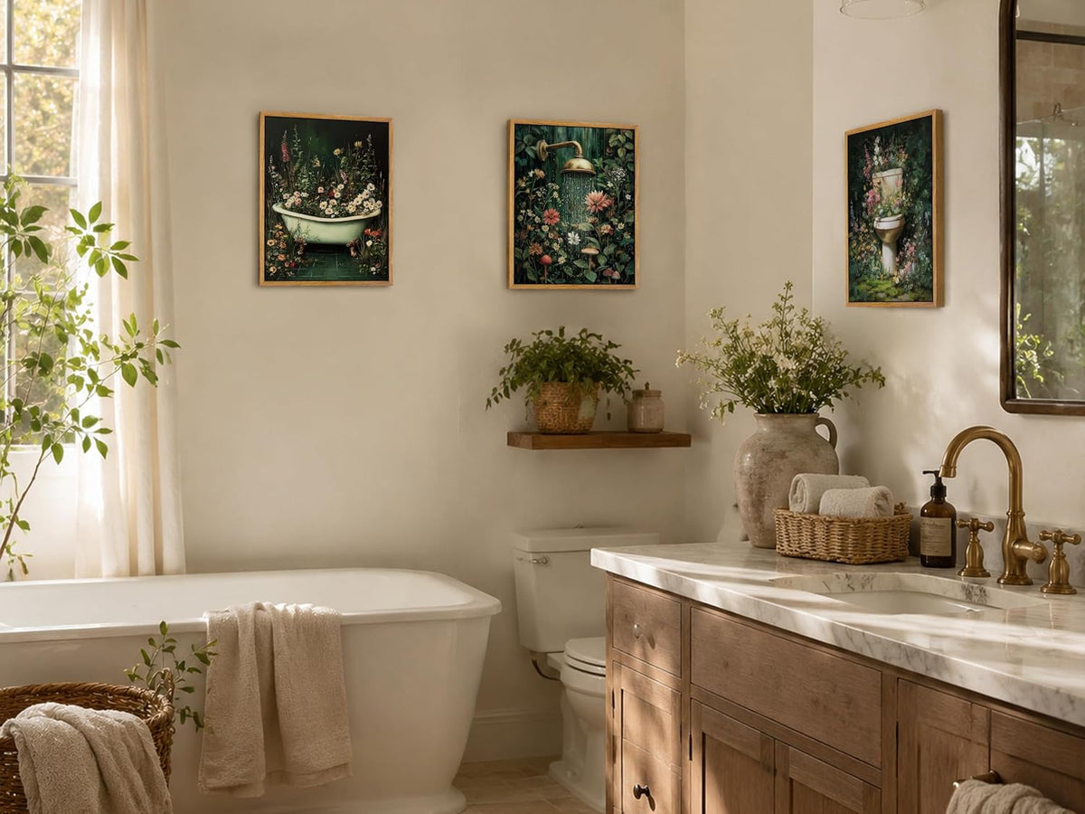 Framed Vintage Wildflower Canvas Wall Art Set