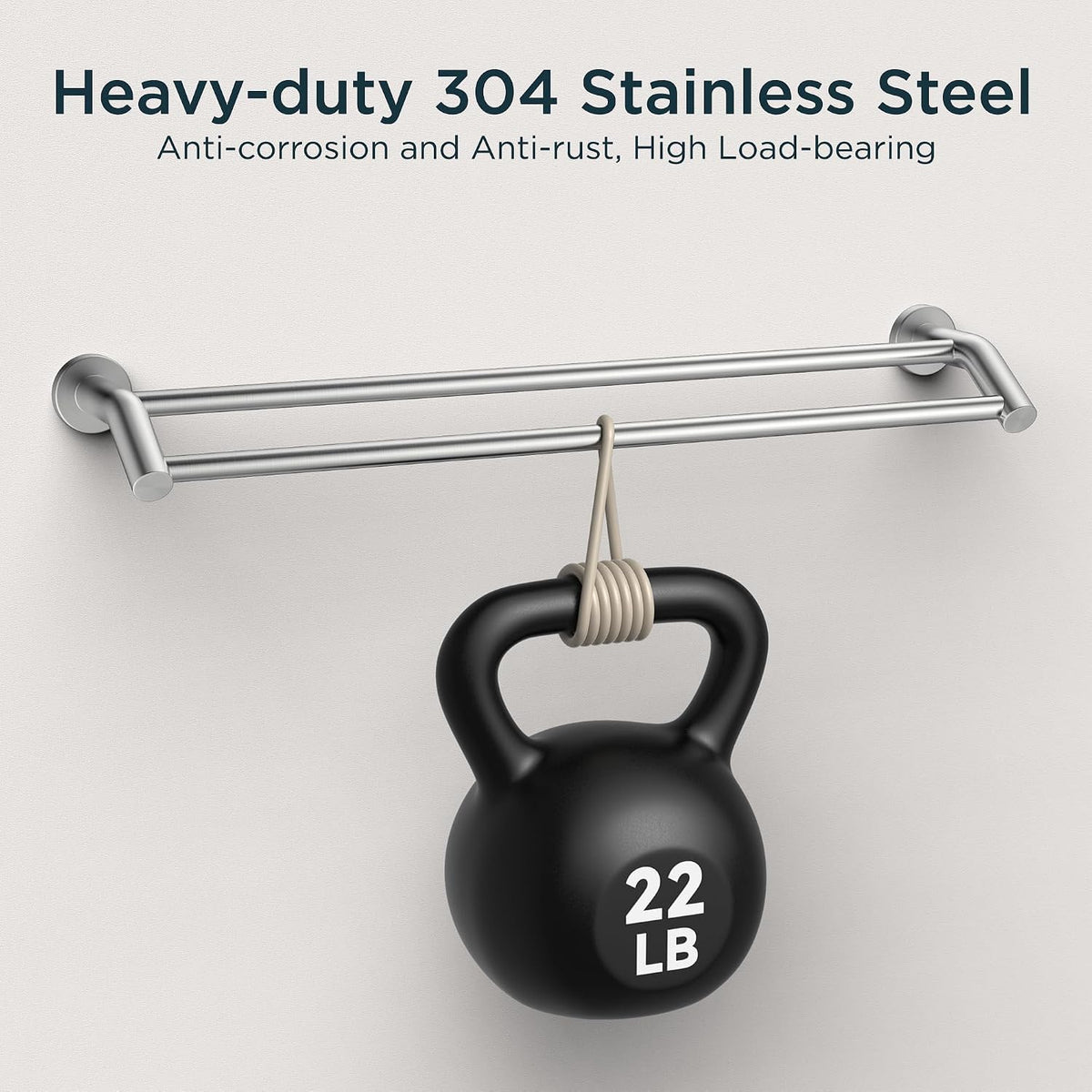 Brushed Nickel Stainless Steel Double Towel Bar