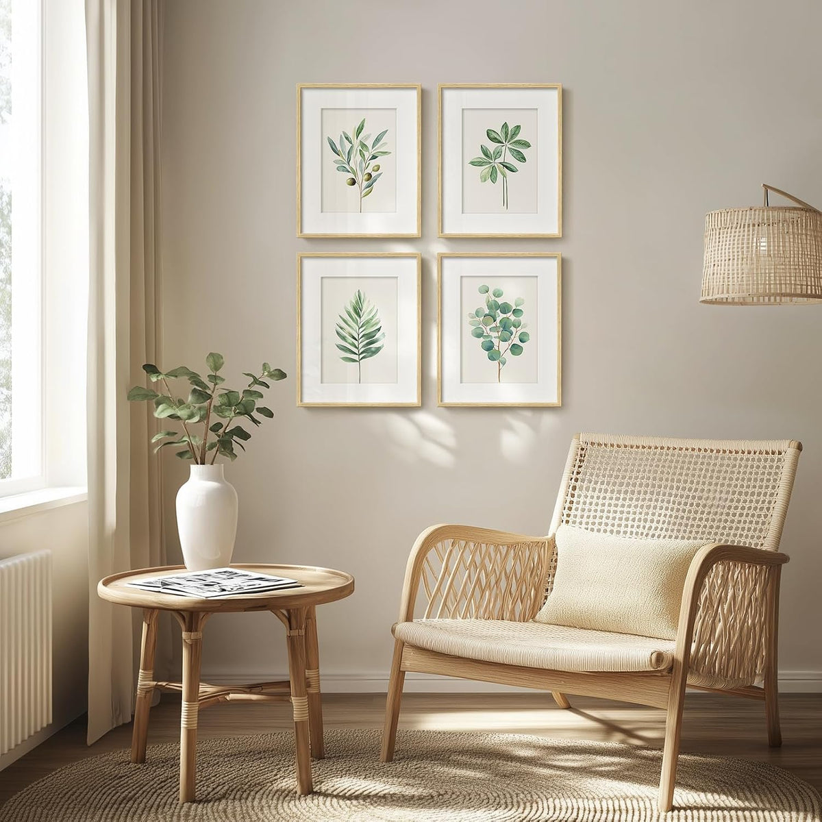 Farmhouse Botanical Leaf Wall Art Prints