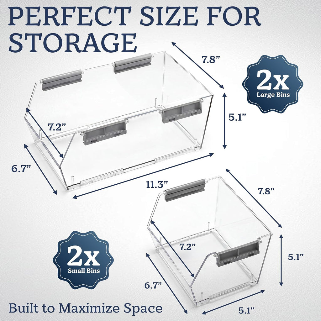 Clear Stackable Plastic Pantry Storage Bins